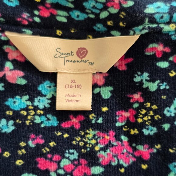 NWT - Secret Treasures Blue Floral Short Sleeve Gown – Size 16–18 - Picture 4 of 6